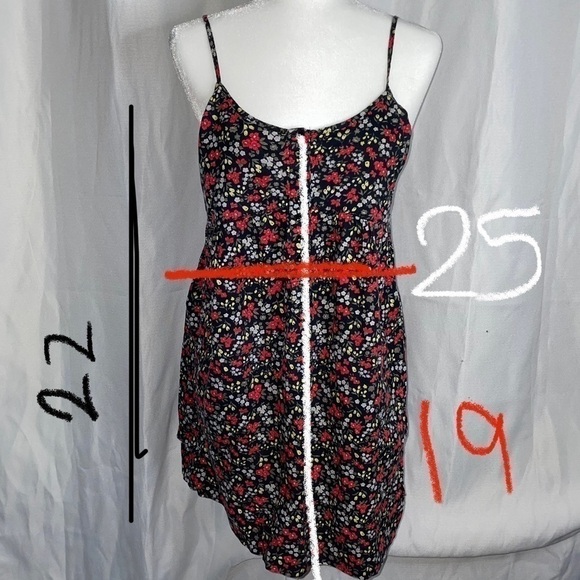 Hurley Dress Mini Skater A-Line Spaghetti Strap Micro All Over Floral U-Neck Fit - Picture 6 of 7